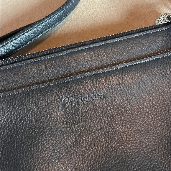 BRIGHTON FERRARA DUET ZIP CROSSBODY POUCH BROWN/BLACK